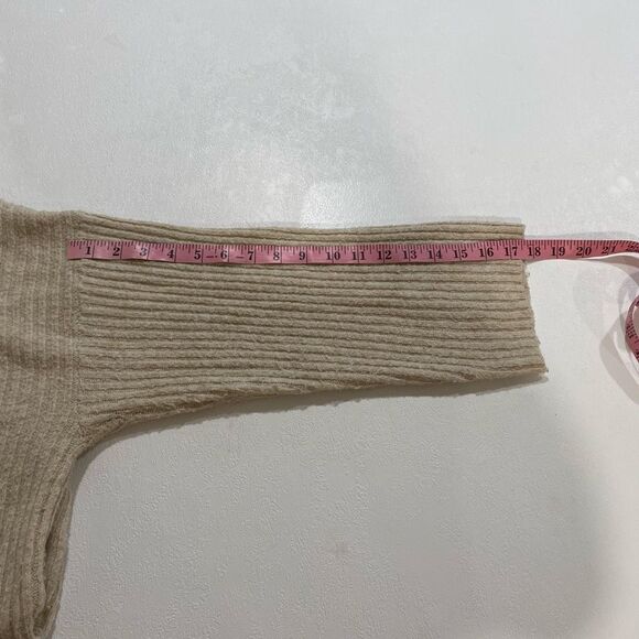 American Eagle Ribbed Button Front Cardigan Women’s Medium – Beige Collared Swea - Picture 6 of 8